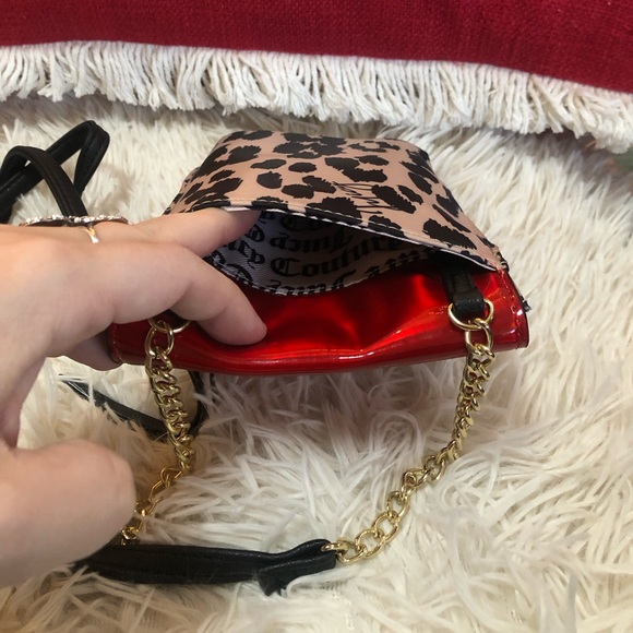 Vintage Juicy Couture Small Crossbody Date Night Party Bag Leopard & Red Patent - Picture 13 of 17